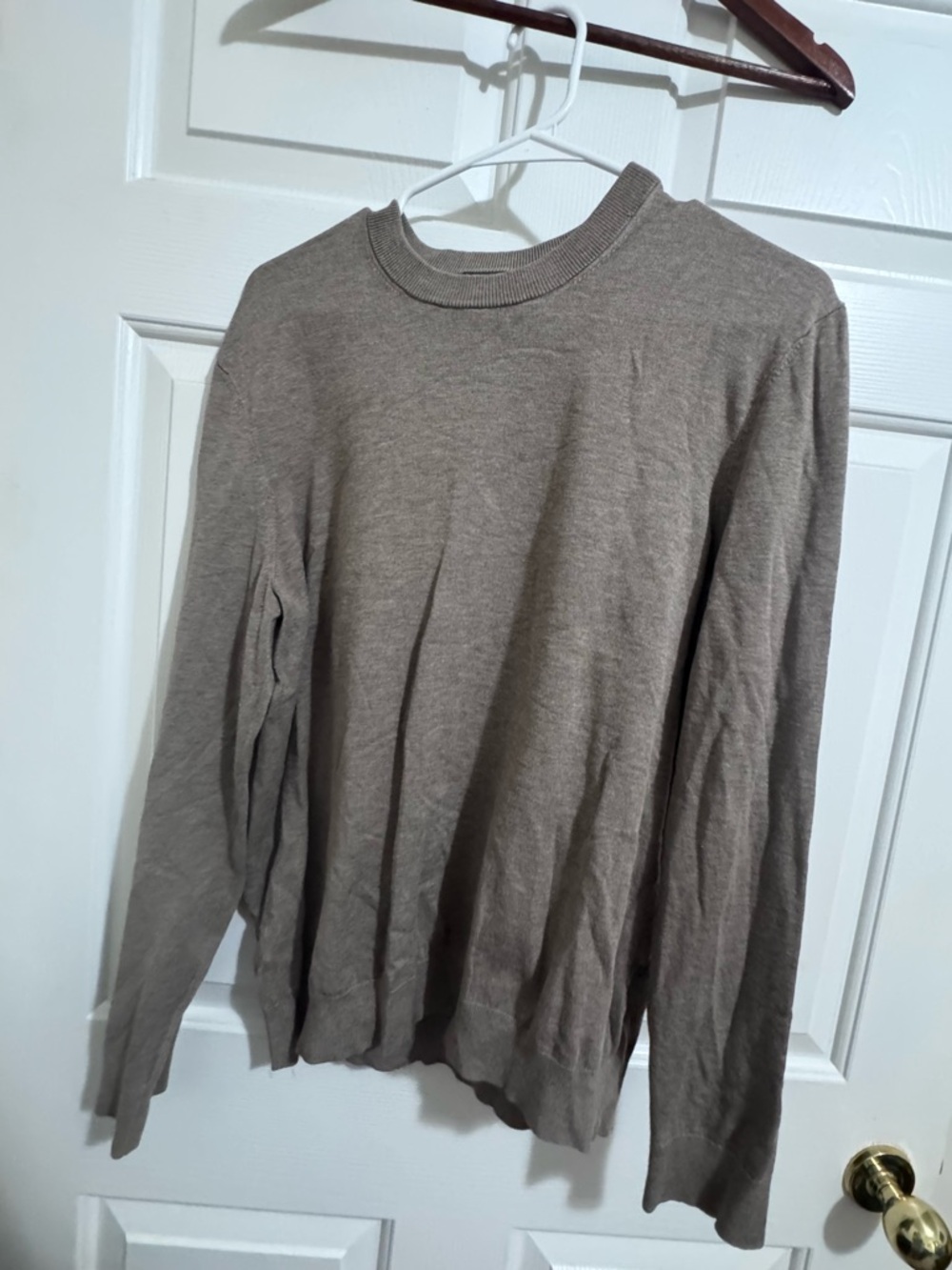 H&M Slim Fit Crewneck Sweater in Taupe
